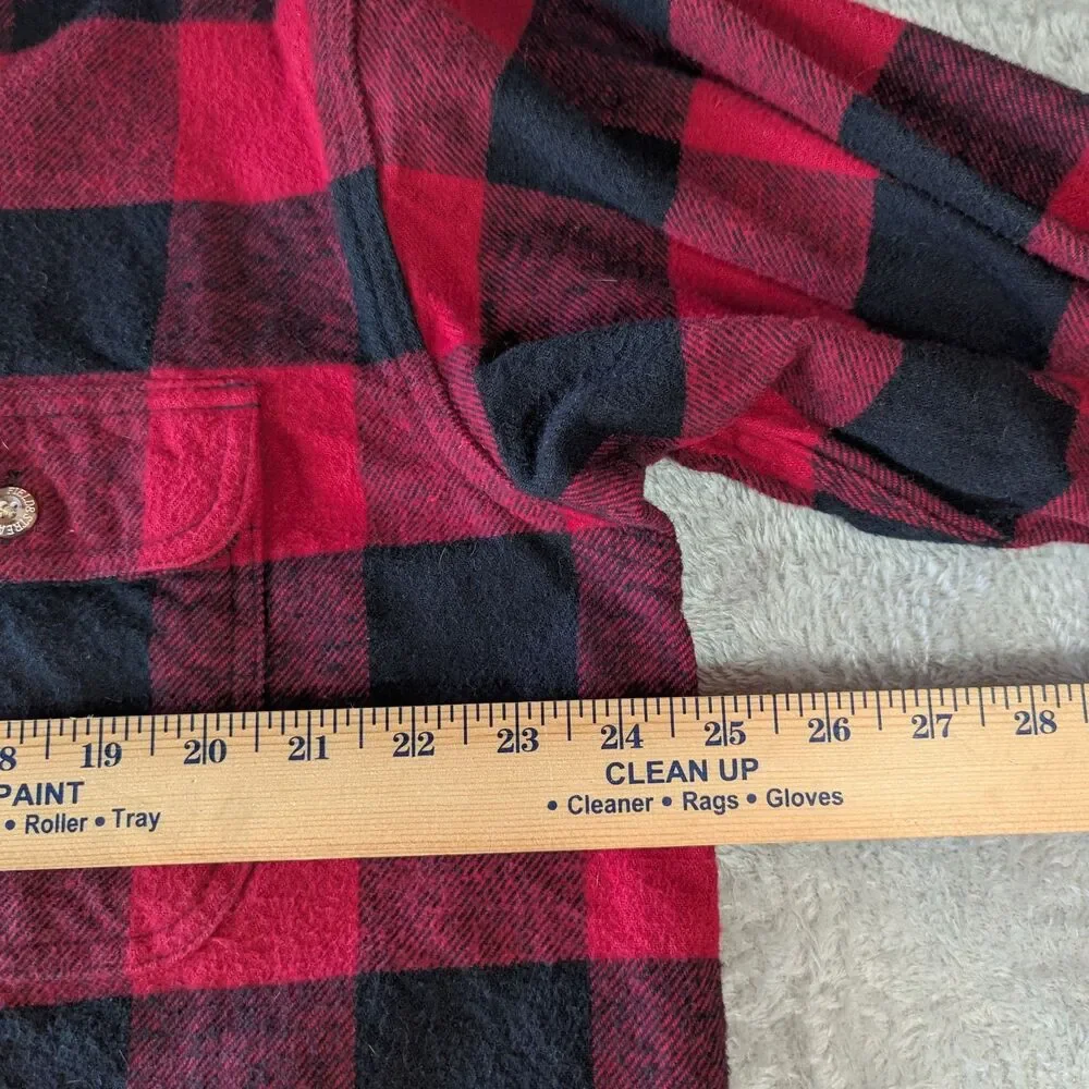 Field & Stream Flannel Shirt Mens XL Tall Red Black Buffalo Plaid Cotton XLT